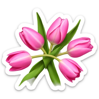 Pink tulips with a bow sticker