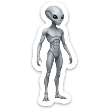 fullbody humanoid gray alien direct sideview sticker