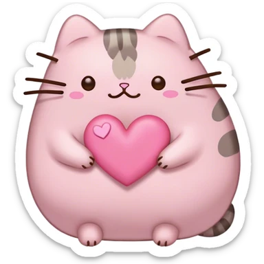 pusheen light pink heart sticker