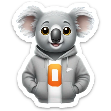Koala wearing a Nike hoodie sticker