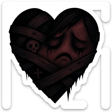 Remove the background, keep the emo heart with transparent background, preserving the emo heart style and details clearly visible on transparent background. sticker