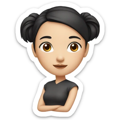 asian girl with black hair in a ponytail sticker
