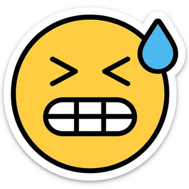 bad face emoji with a grimace and sweat drop sticker