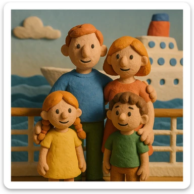 family on a cruise ship sticker