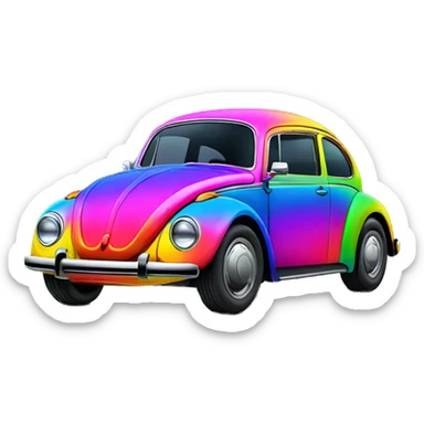 neon rainbow vw beetle sticker