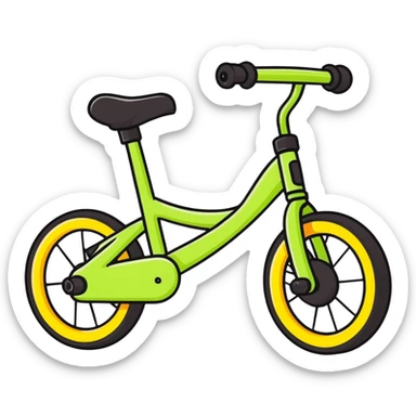children's bicycle with training wheels, colorful, cartoon style sticker