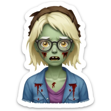   zombie girl with glasses sticker