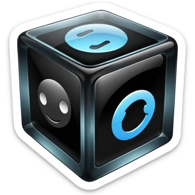 black cube in "glass" style sticker