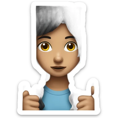 a dark haired girl between bars in a prison sticker