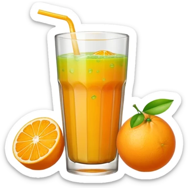 juice, colors yellow,orange, green sticker