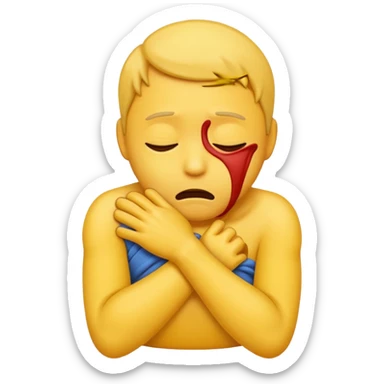 Sad emoji strangling himself sticker