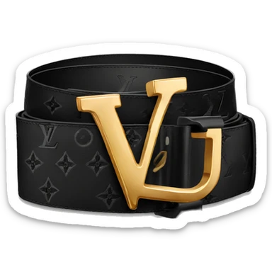 Luxury Black Louis hVuitton belt with Gold buckle sticker