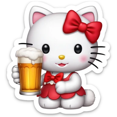 Hello kitty drinking bear sticker