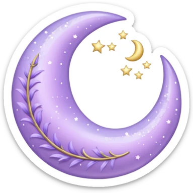 An aesthetic shiny glittering pastel purple lavender crescent damask moon sticker