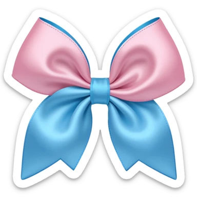 A half baby pink and half baby blue bow sticker