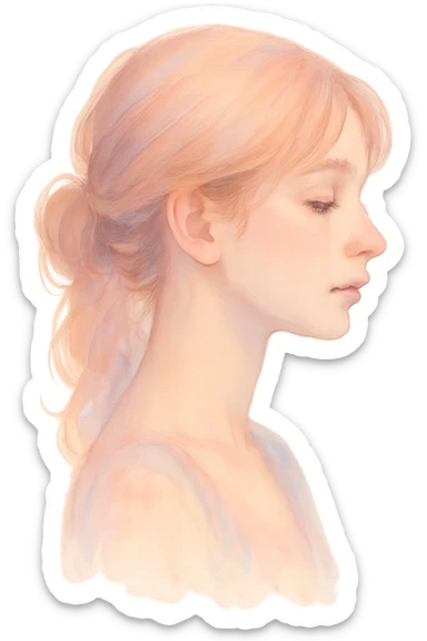 pretty girl profile, pastel colors, no background sticker