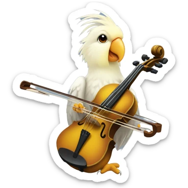 A Cockatiel with a fiddle sticker