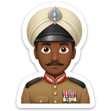 historical Indian sepoy soldier in British colonial uniform with traditional headwear sticker