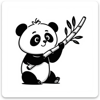 A lovely panda holding a bamboo shoot sticker