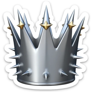 A spiked crown emoji made of silver chrome, sharp yet rounded metallic spikes, glossy reflections, aggressive luxury swag aesthetic, iOS emoji style, centered, clean white background sticker