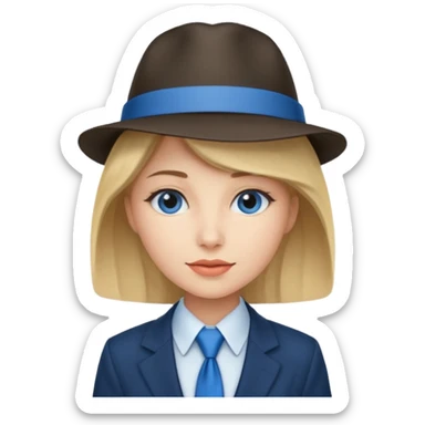womwn with hat and blue ties sticker