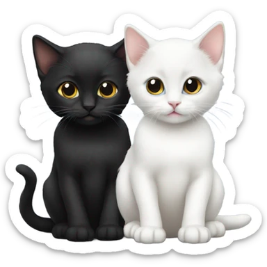 white kitten with a black kitten sticker