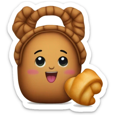 Brown polene bag with Little Croissant plushie pendant sticker