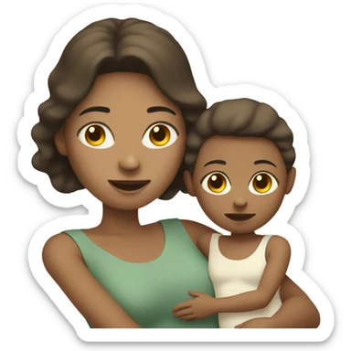 white skin mother with child sticker