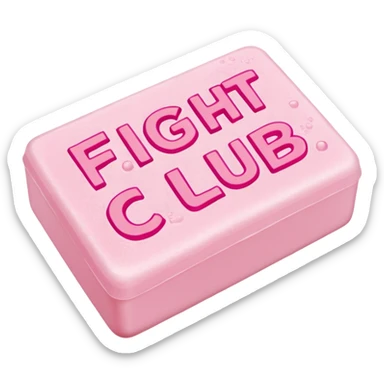 "fight club" text on a 3/4 foamy  pink soap sticker