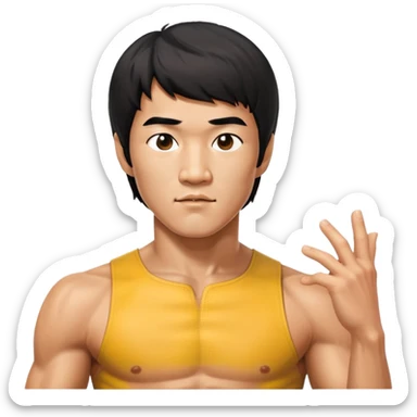 Bruce Lee with accurate facial features, proper head structure, chest up portrait sticker