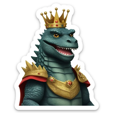 Godzilla dressed as a king  sticker
