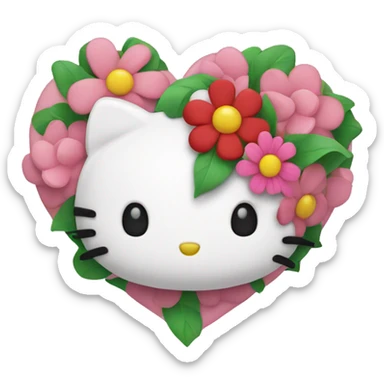 hello kitty heart with flowers  sticker