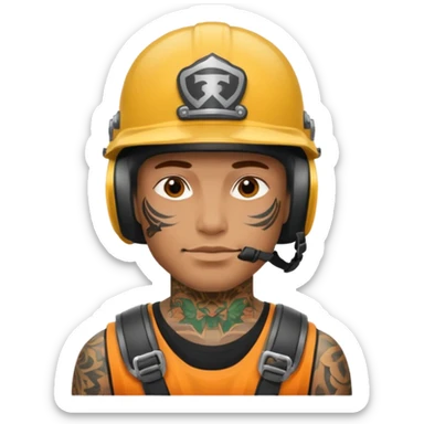 tattooed man in helmets sticker