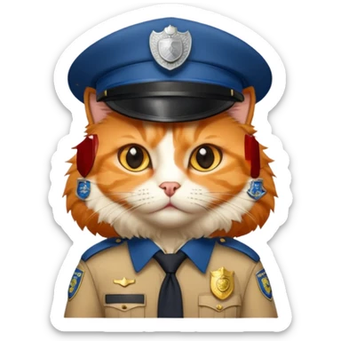oranh fluffy cat - police officer sticker