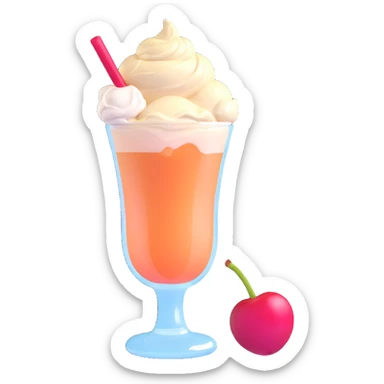 cream soda glass with ice cream and cherry sticker