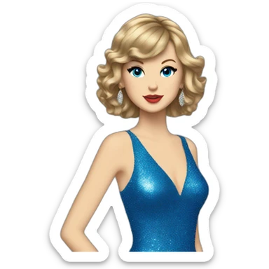 Taylor Swift in a glittery blue dress. sticker