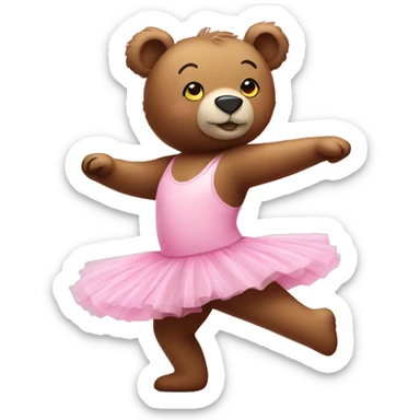 bear doing ballet in pink tutu sticker