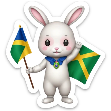 white bunny person with a brazil flag sticker