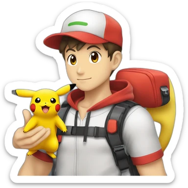 pokémon_trainer_red_with_pikachu_lvl_88 sticker