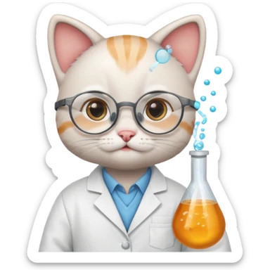 baby cat scientist sticker