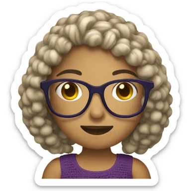girl crocheing with glasses sticker