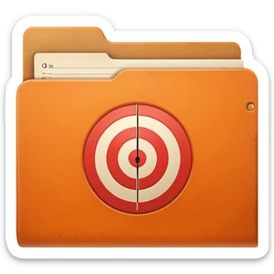 orange file folder with target on the cover sticker