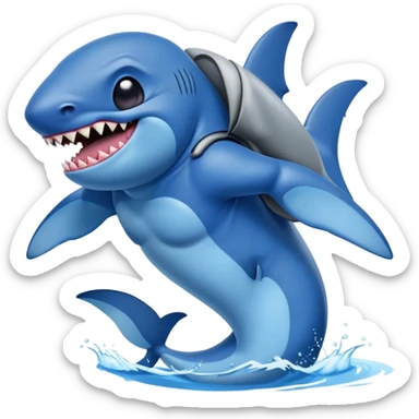 Disney's stitch, riding a great white shark  sticker