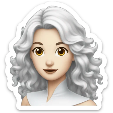 pretty white witch dark hair sticker