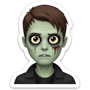 zombie, emo guy, with dark circles under his eyes and brown hair down to his cheekbones sticker