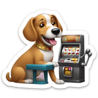 A dog playing a slot machine winning a million dollars  sticker