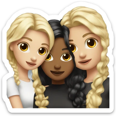 3 besties one with black hair and two with blonde hair sticker