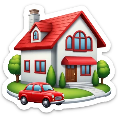 exiting red car entering house sticker
