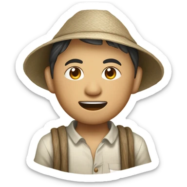 photorealistic Chinese peasant 1960s sticker