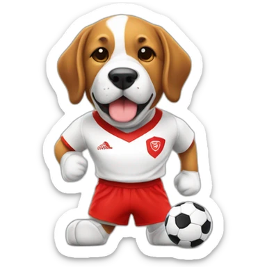 Cão com camiseta vermelha jogando futebol sticker
